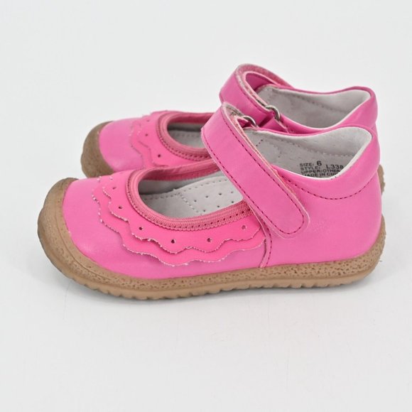 ANGEL Toddler Girl Ruffle Scalloped Mary Jane Pink Closed Toe Ankle Strap Size 6 - Picture 5 of 12